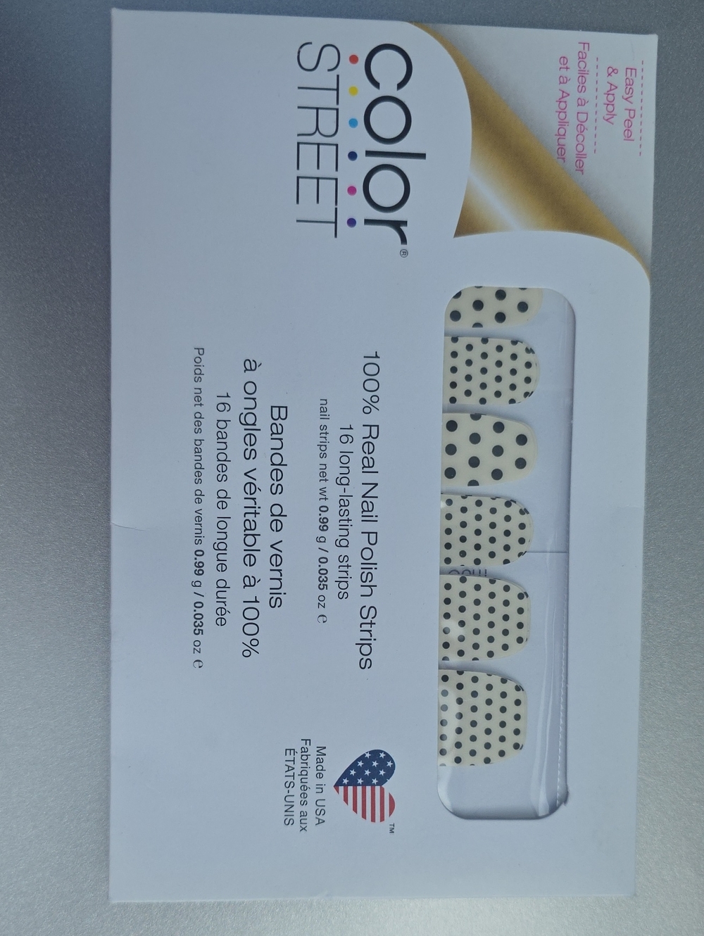 Color Street White Nail Strips with Black Polka Dot-Com